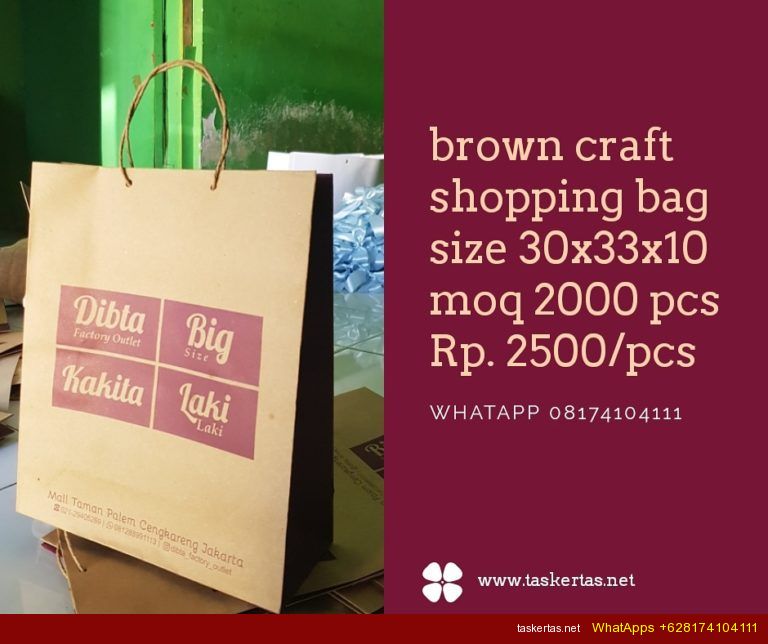 Paper Bag Bandung Grosir 500 pcs Free Desain